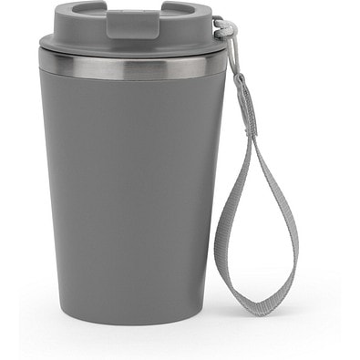 SPITZ. Reisebecher aus Edelstahl (90 % recycelt) und Außenwand aus PP mit matter Oberfläche 440 ml, Grau