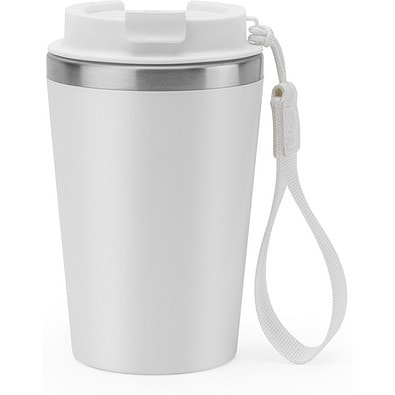 SPITZ. Reisebecher aus Edelstahl (90 % recycelt) und Außenwand aus PP mit matter Oberfläche 440 ml, Weiß