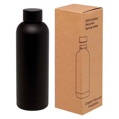 Spring 500 ml RCS-zertifizierte Kupfer-Vakuum Isolierflasche aus recyceltem Edelstahl, schwarz