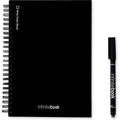 STARTER KIT INFINITEBOOK A5. Kit bestehend aus einem "Infinitebook", Reinigungsset, Marker und Markerhalter, Schwarz