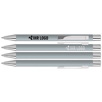 uma® Metall-Kugelschreiber Straight SI, blaue Mine, hellgrau