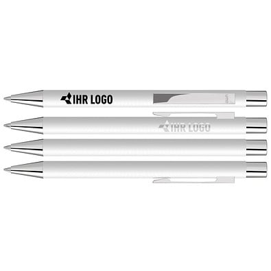 uma® Metall-Kugelschreiber Straight SI, blaue Mine, weiss