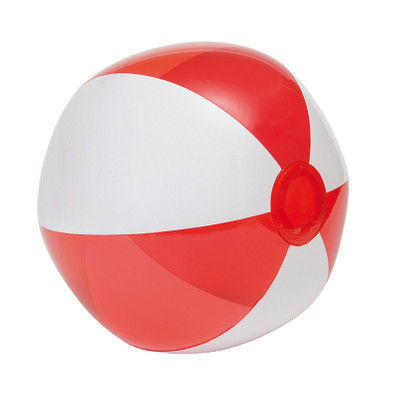 Strandball OCEAN,transparent rot, weiß