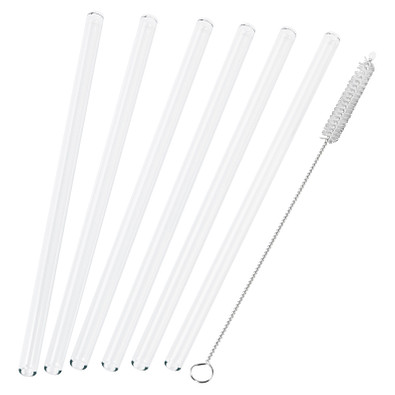 Strohhalm-Set aus 6 Glas-Trinkhalmen mit Reinigungsbürste