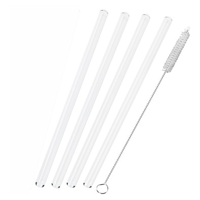Strohhalm-Set aus 4 Glas-Trinkhalmen mit Reinigungsbürste