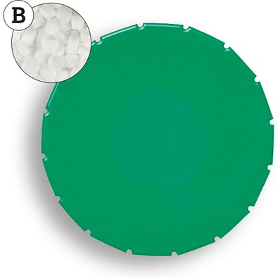 Super Mini Clic Clac Box, 12 g, Pfefferminzpastillen extra stark, PMS Green C, ohne Druck
