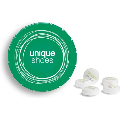 Super Mini Clic Clac Box, 12 g, Sweetprints Pfefferminz, PMS Green C, inkl. Druck