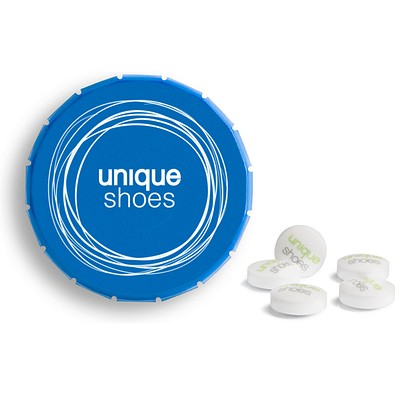 Super Mini Clic Clac Box, 12 g, Sweetprints Pfefferminz, PMS Process Blue, inkl. Druck