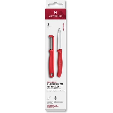 Swiss Classic, Gemüsemesser mit I-Schäler, 2tlg, rot
