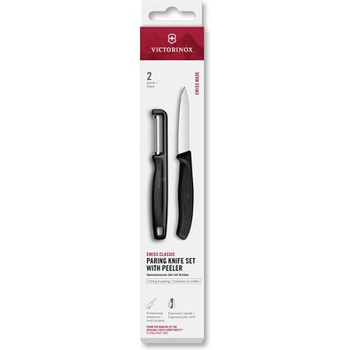 Swiss Classic, Gemüsemesser mit I-Schäler, 2tlg, schwarz
