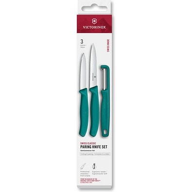 Swiss Classic, Gemüsemesser mit I-Schäler, 3tlg, grün