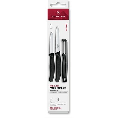 Swiss Classic, Gemüsemesser mit I-Schäler, 3tlg, schwarz