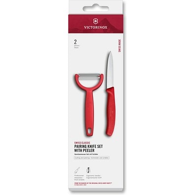 Swiss Classic, Gemüsemesser mit Y-Schäler, 2tlg, rot