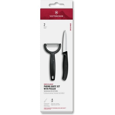 Swiss Classic, Gemüsemesser mit Y-Schäler, 2tlg, schwarz