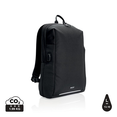 Swiss Peak AWARE™ RFID und USB-Laptop-Rucksack, schwarz
