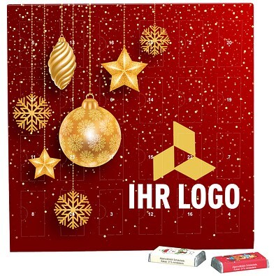 Täfelchen Adventskalender, share Schokotäfelchen, Christbaumkugeln Gold
