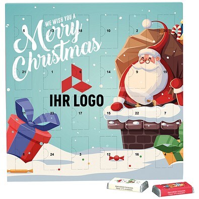 Täfelchen Adventskalender, share Schokotäfelchen, Weihnachtsmann im Kamin