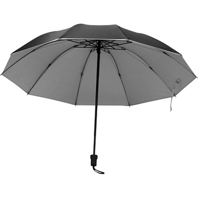 Taschenschirm aus Pongee mit silbernem Innenteil, schwarz Taschenschirm aus Pongee mit silbernem Innenteil, schwarz