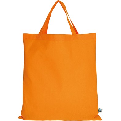 Fairtrade Baumwolltasche mit kurzen Henkeln, mandarin