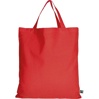 Fairtrade Baumwolltasche mit kurzen Henkeln, rot