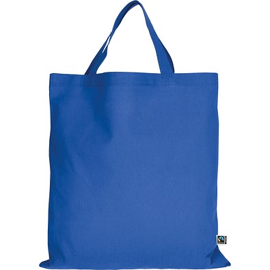 Fairtrade Baumwolltasche mit kurzen Henkeln, royalblau