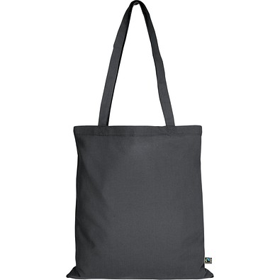 Fairtrade Baumwolltasche mit langen Henkeln, anthrazit