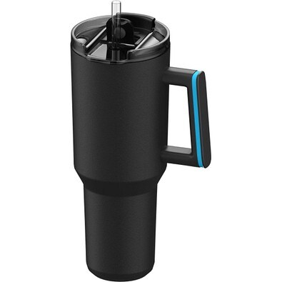 Thermobecher RETUMBLER-myKINGS CANYON 1200, schwarz, Ring cyan