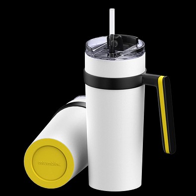 Thermobecher RETUMBLER-myORINOCO CERAMIC, weiß/gelb