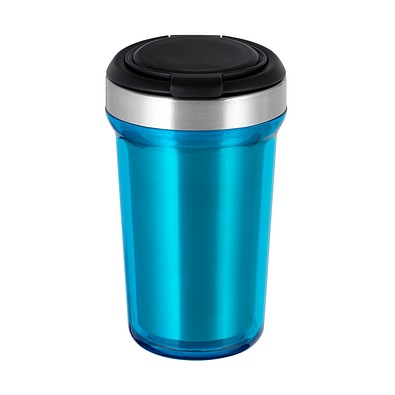 Thermobecher RETUMBLER-myVIVERO, silber/schwarz/hellblau