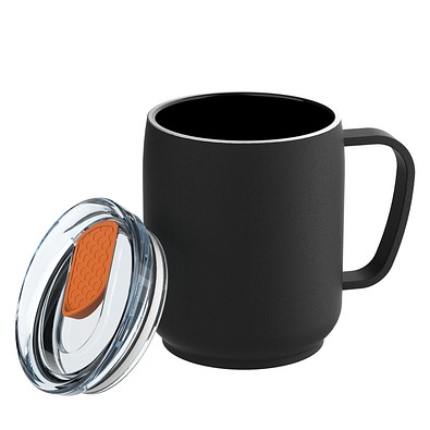 Thermotasse RETUMBLER-myNIZZA CERAMIC, schwarz/orange