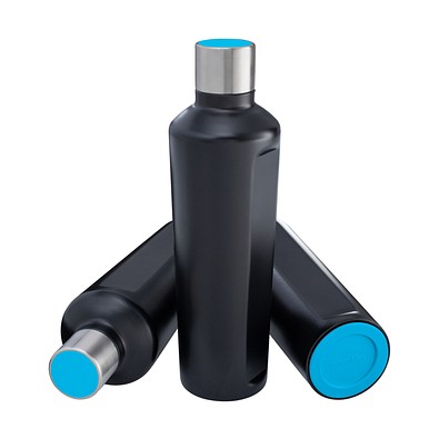 Thermotrinkflasche RETUMBLER-mySTEELONE, schwarz/hellblau