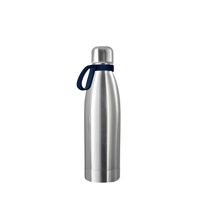 Thermotrinkflasche RETUMBLER-NIZZA, silber, Ring dunkelblau
