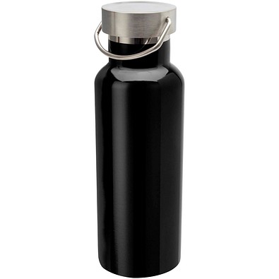 Thor 500 ml RCS-zertifizierte Trinkflasche aus Edelstahl, schwarz