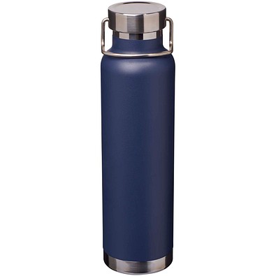 Thor 650 ml RCS-zertifizierte Kupfer-Vakuum Isolierflasche aus recyceltem Edelstahl, navy