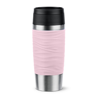EMSA Travel Mug Classic Wave Isolierbecher, 360 ml, pastellrosa