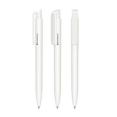 senator® Druckkugelschreiber Trento Matt Recycled, blaue Mine, weiß