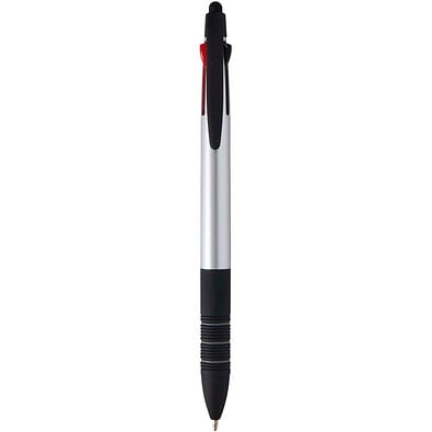 Trine 3-Farben RCS recycelter Kugelschreiber mit Stylus, silber