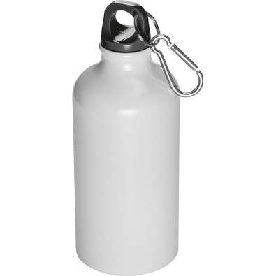 Trinkflasche aus Aluminium mit Karabinerhaken, 500 ml, weiss