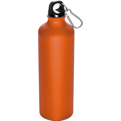 Aluminium-Trinkflasche mit Karabinerhaken, 800 ml, orange-matt