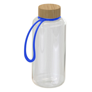 Trinkflasche Natural inkl. Strap, 1000 ml, transparent/blau