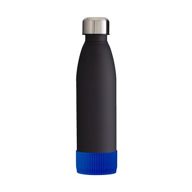 Trinkflasche RETUMBLER-myTOULON GLASS, schwarz, Sleeve blau