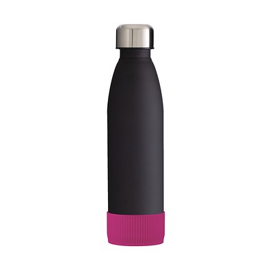 Trinkflasche RETUMBLER-myTOULON GLASS, schwarz, Sleeve magenta
