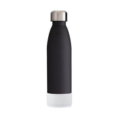 Trinkflasche RETUMBLER-myTOULON GLASS, schwarz, Sleeve weiß
