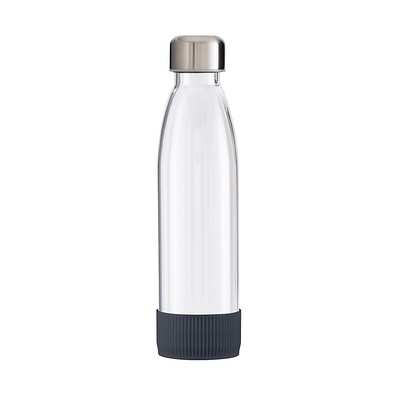 Trinkflasche RETUMBLER-myTOULON GLASS, transparent, Sleeve anthrazit
