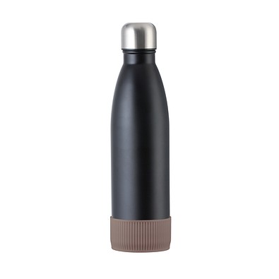 Trinkflasche RETUMBLER-myTOULON, schwarz, Sleeve braun