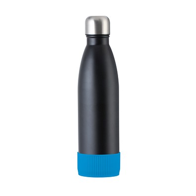 Trinkflasche RETUMBLER-myTOULON, schwarz, Sleeve hellblau