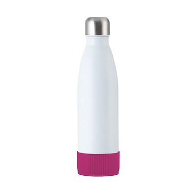 Trinkflasche RETUMBLER-myTOULON, weiß, Sleeve magenta