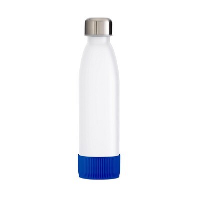 Trinkflasche RETUMBLER-TOULON GLASS, weiß, Sleeve blau