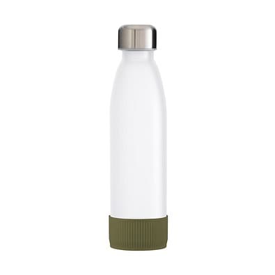 Trinkflasche RETUMBLER-TOULON GLASS, weiß, Sleeve dunkelgrün