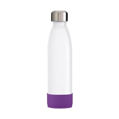 Trinkflasche RETUMBLER-TOULON GLASS, weiß, Sleeve lila